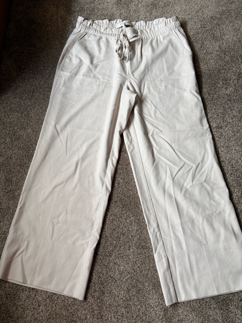 Liverpool Los Angeles Cream Drawstring Wide Leg Pants